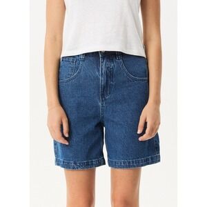 Afends Emilie Hemp Denim Workwear Shorts Worn Blue Size 30 New With Tags